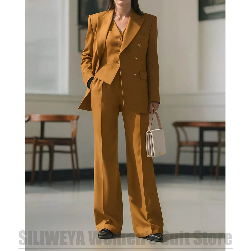 Women'S Formal Wear Pants Suit - Women's Suit 3 Piece Double Breasted