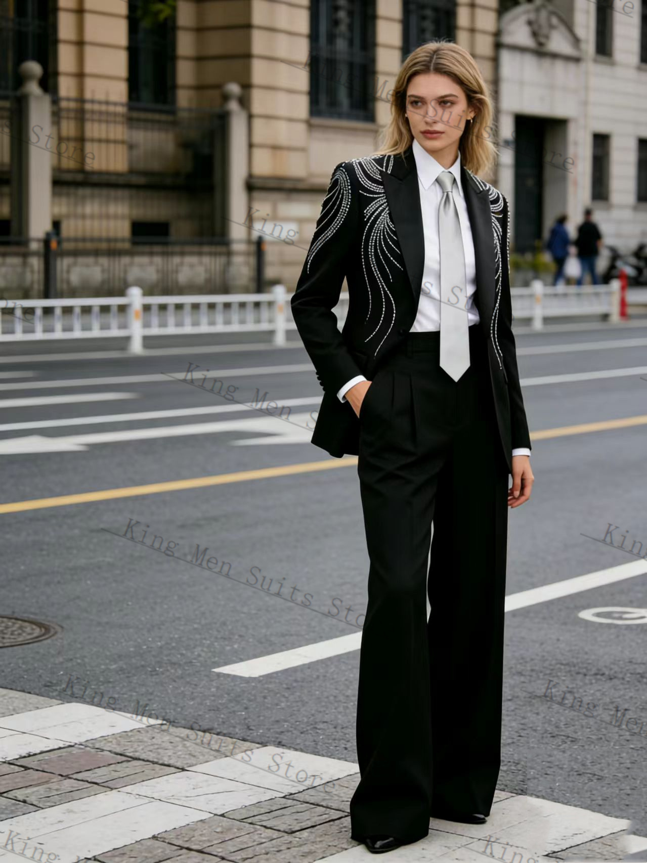Women Formal Wear With Black Blazer - Black Women Suit Set 2 Pcs