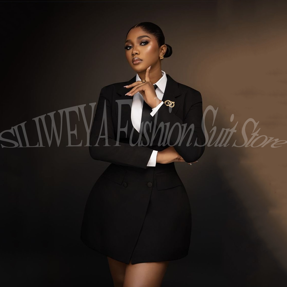 Women Formal Wear Korean - Elegant Black Women Blazer Suit Formal