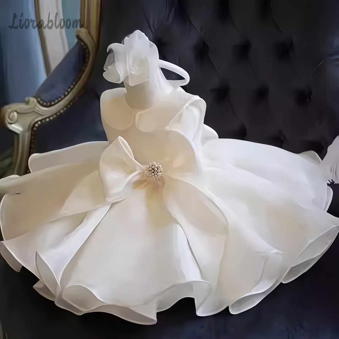 Women'S Elegant Formal Wear - White Pearl Embellished Dress Wedding Flower