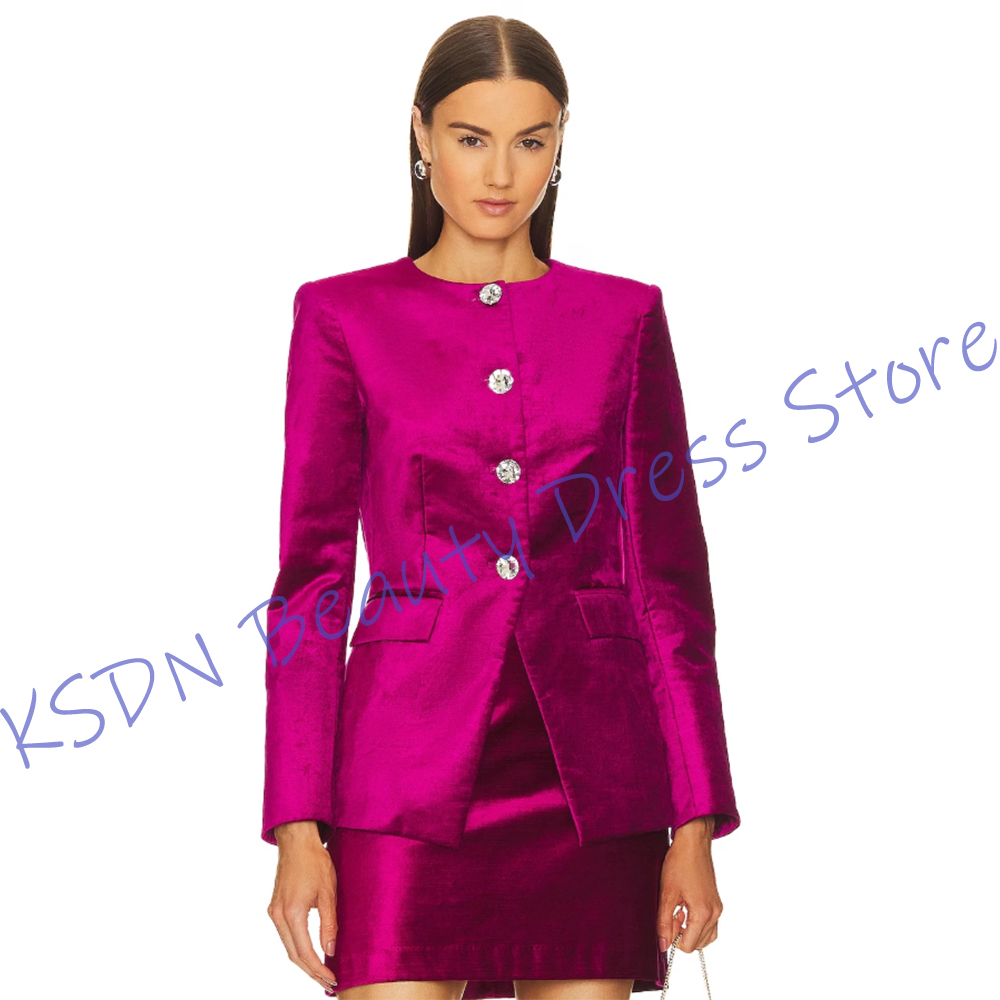 Women'S Formal Wear Pants Suit - Chic Women's Single-Breasted Suit Hot Pink