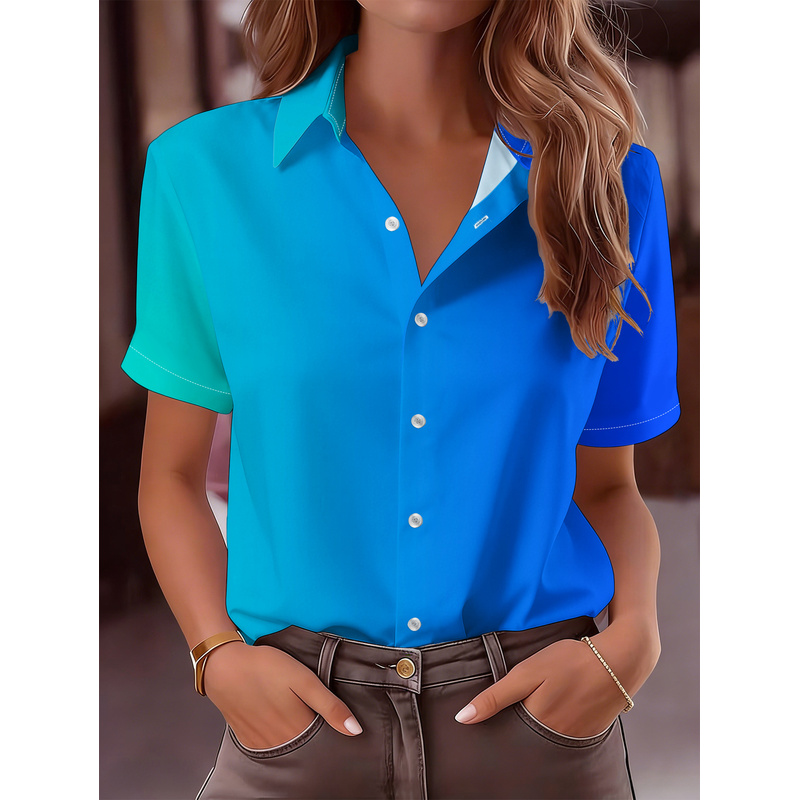 Women's Casual Short Sleeve Bu - Women Formal Wear Stitching 评论和价格