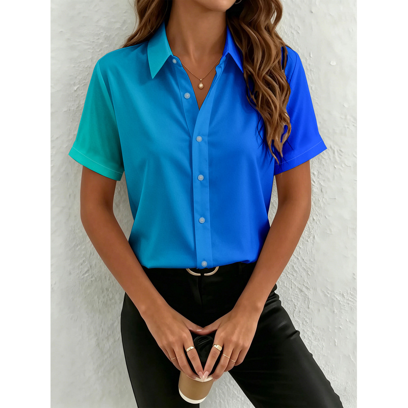 Women's Casual Short Sleeve Bu - Women Formal Wear Stitching 评论和价格