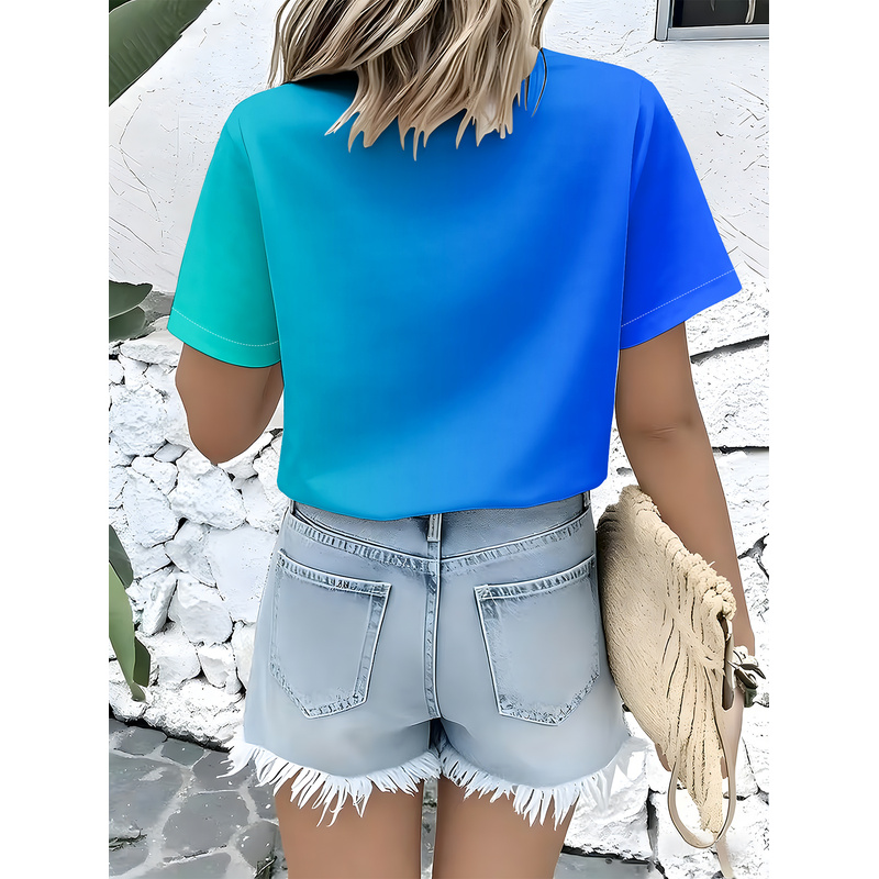 Women's Casual Short Sleeve Bu - Women Formal Wear Stitching 评论和价格