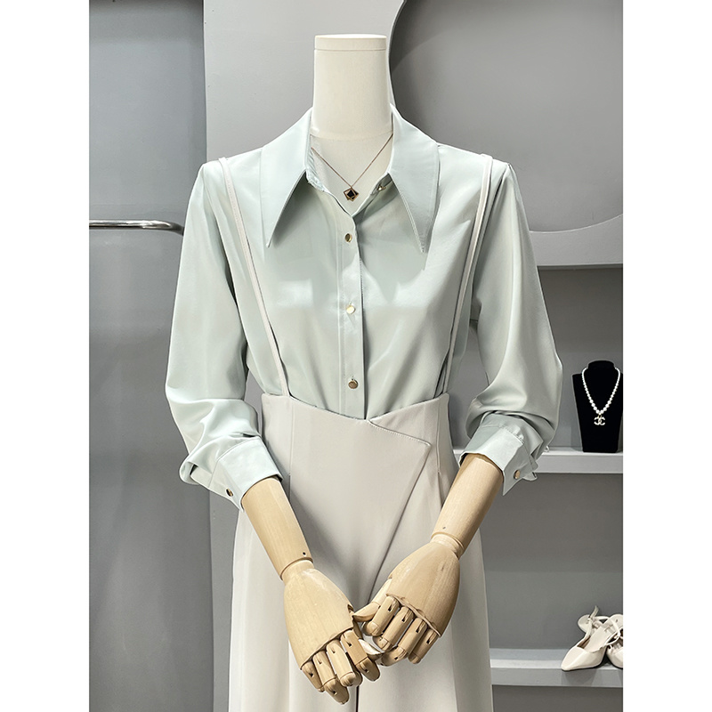 Long Sleeve Shirts Womens Chif - Women Formal Wear Korean 评论和价格