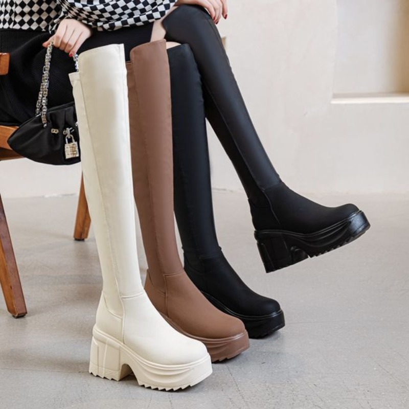 Womens Knee High Thick Sole Wi - Women Formal Wear Heels 评论和价格