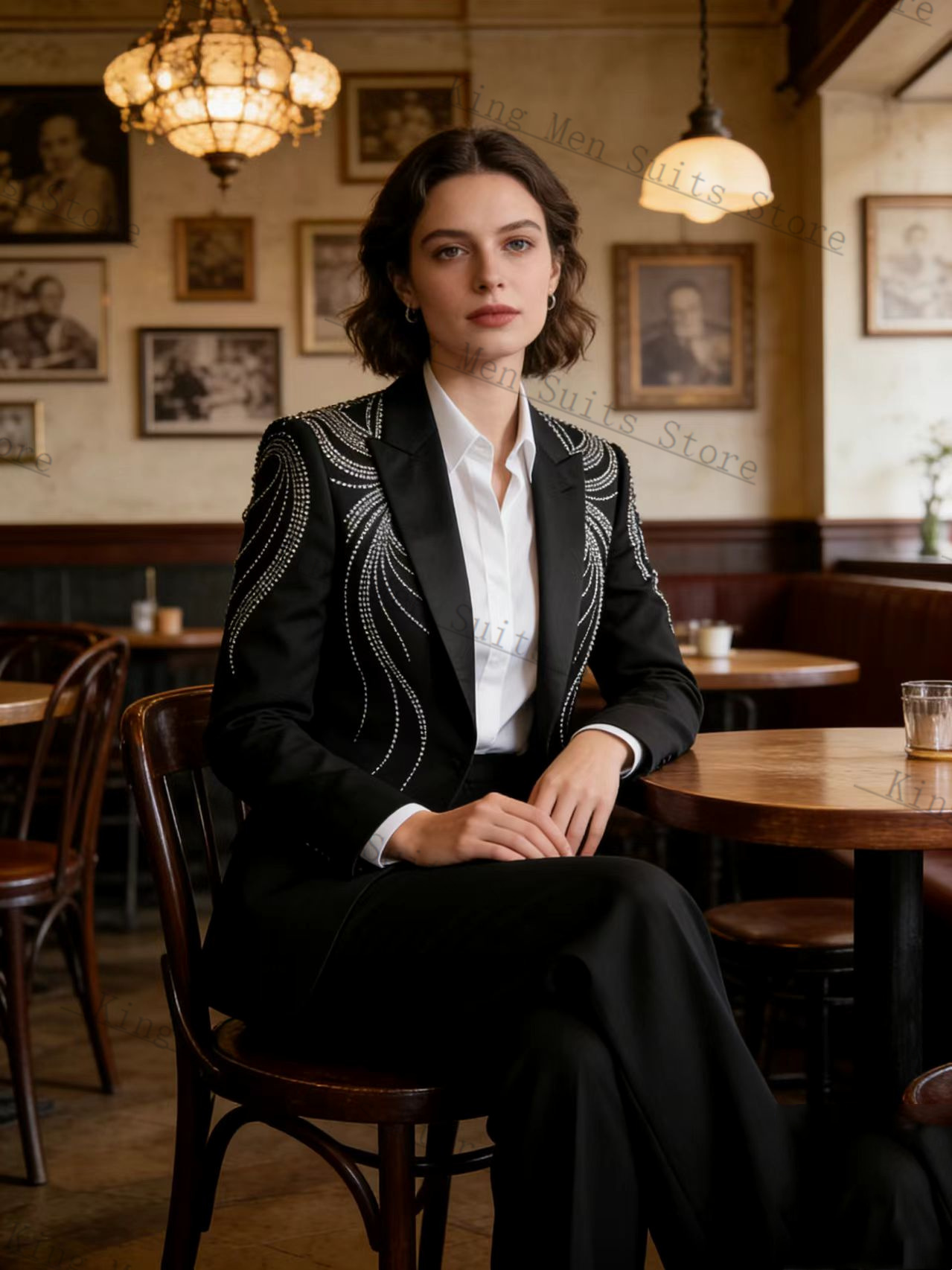 Black Women Suit Set 2 Pcs Bla - Women Formal Wear With Black Blazer 评论和价格