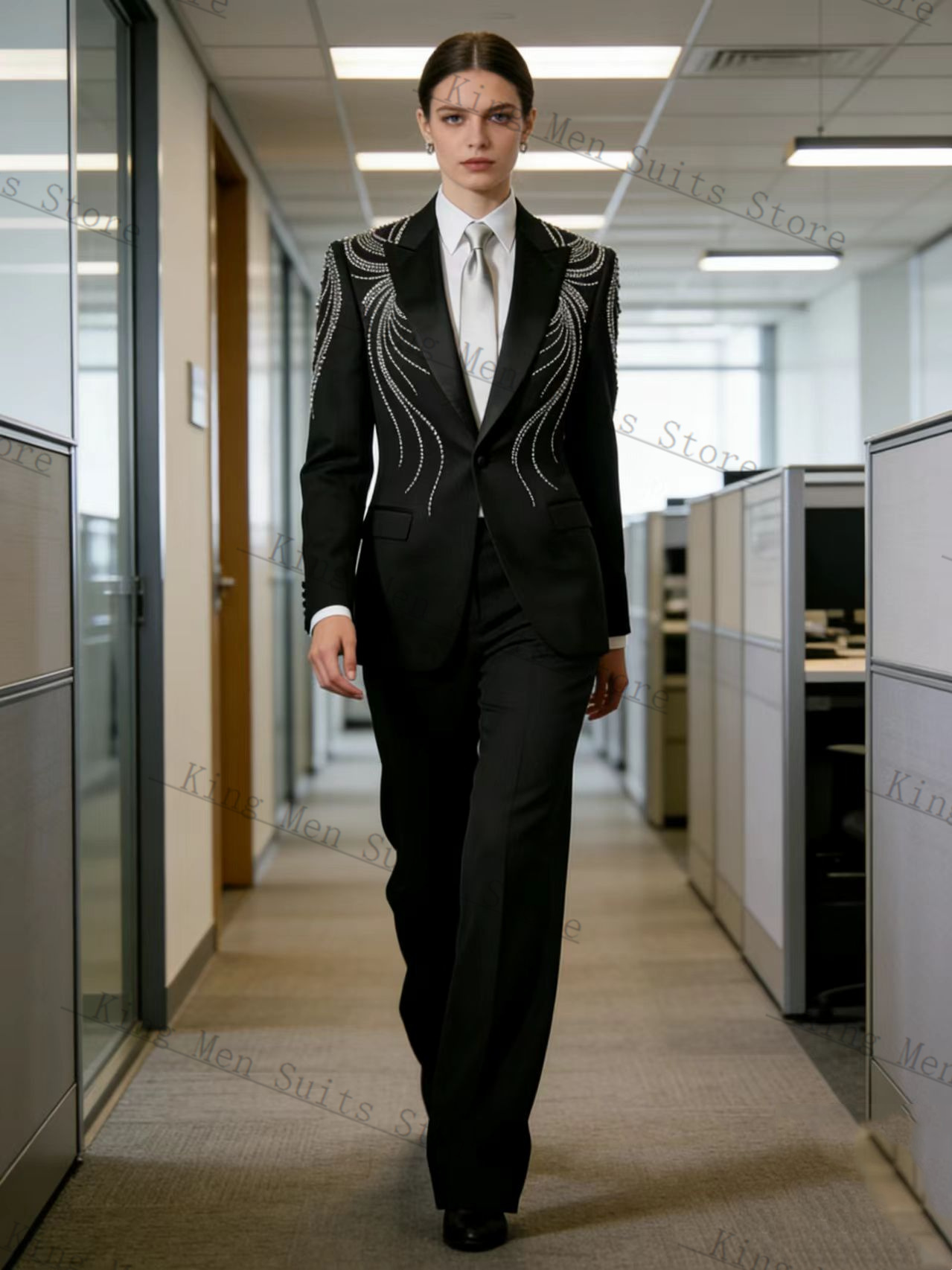 Black Women Suit Set 2 Pcs Bla - Women Formal Wear With Black Blazer 评论和价格