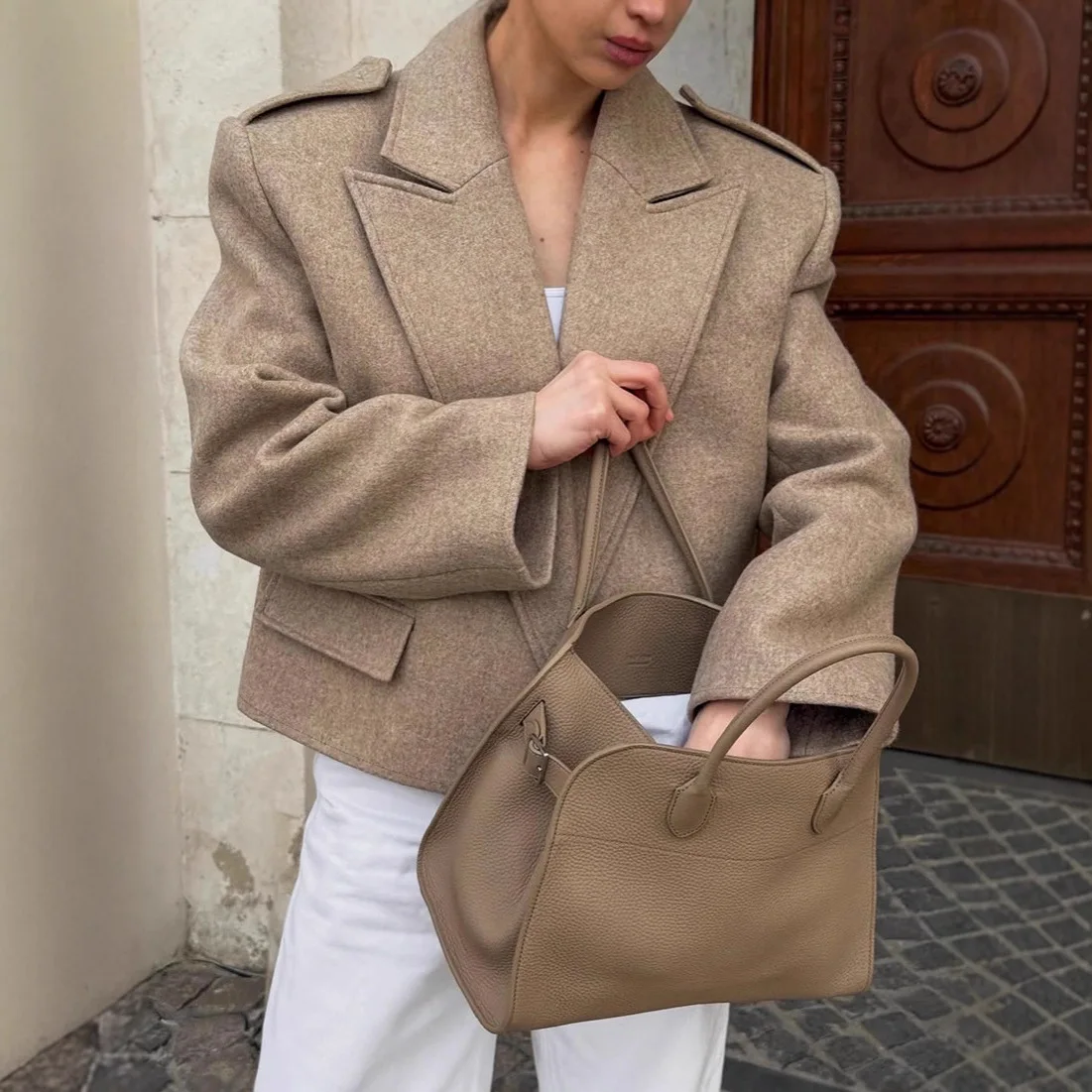 Women's Tweed Shoulder Pad Sui - Women Formal Wear Stitching 评论和价格