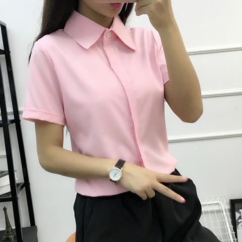 White Loose Short Sleeve Shirt - Women Formal Wear Korean 评论和价格