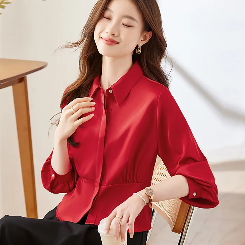 Long Sleeve Shirts Womens Cott - Women Formal Wear Korean 评论和价格