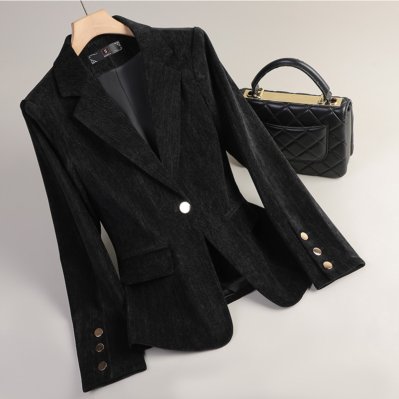 Yellow Gold Velvet Blazer Wome - Women'S Office Formal Wear For Ladies 评论和价格