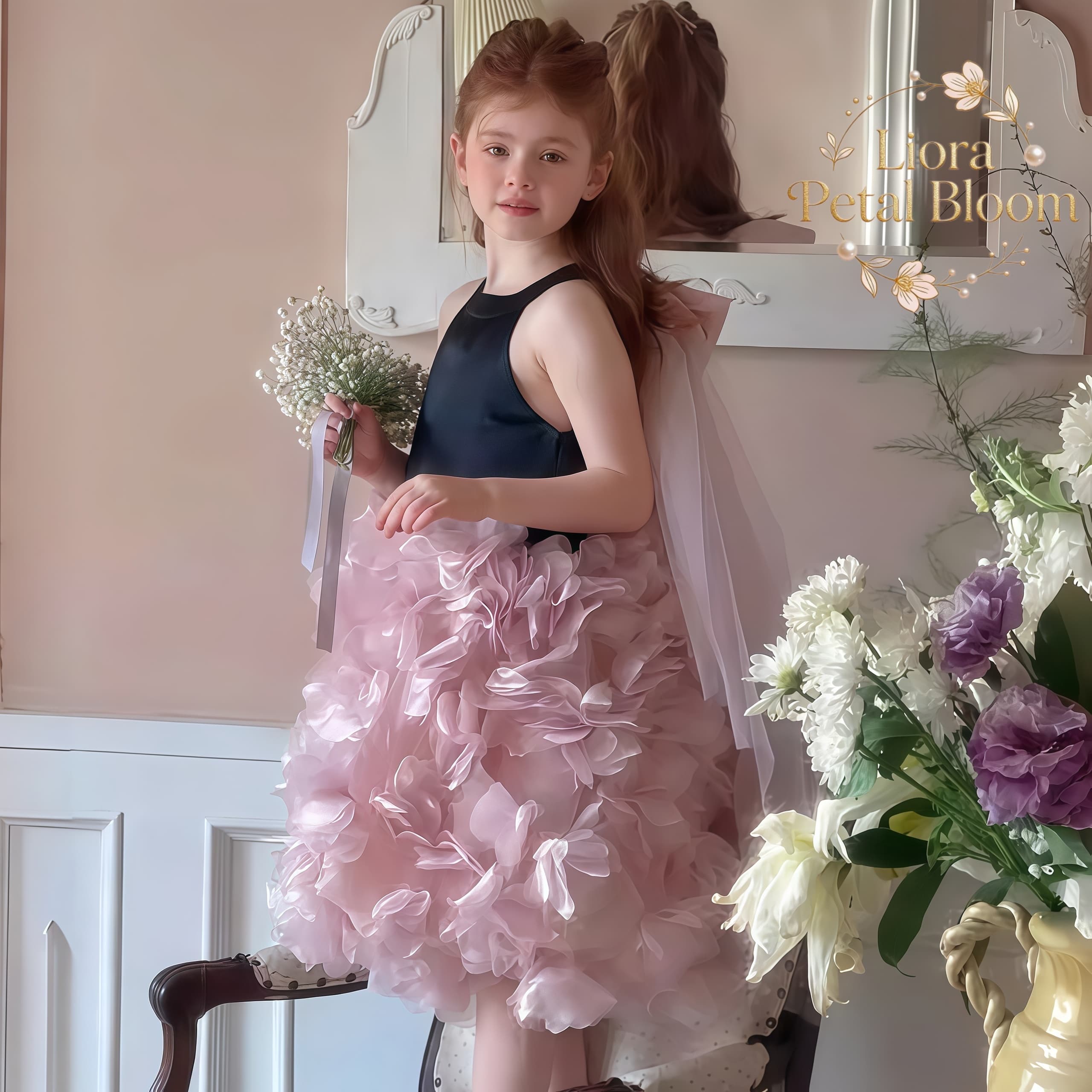 Girls' Black Floral Tulle Dres - Formal Women'S Wear 评论和价格