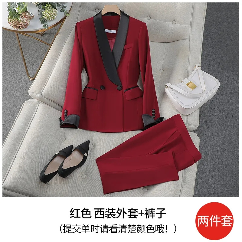 Elegant Red Black Women Pant S - Women Formal Wear With Black Blazer 评论和价格