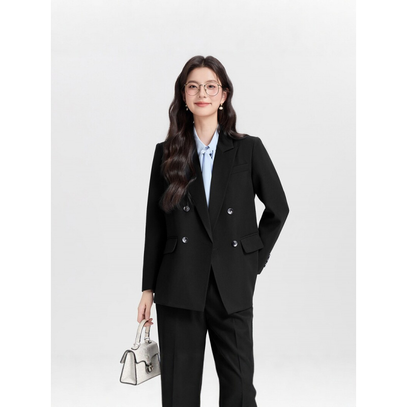 Navy blue double-breasted wome - Women Formal Wear Korean 评论和价格