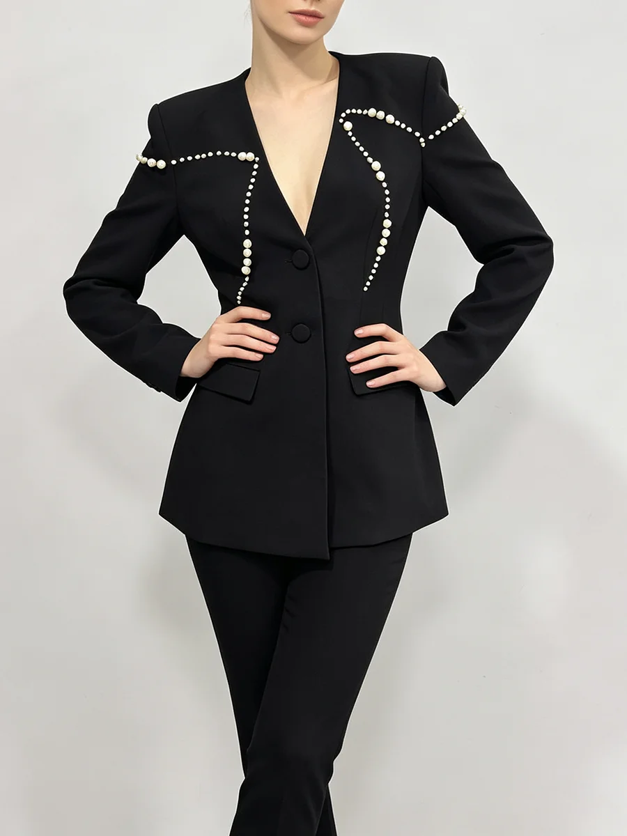 TWOTWINSTYLE Premium Black Bla - Women Formal Wear With Black Blazer 评论和价格