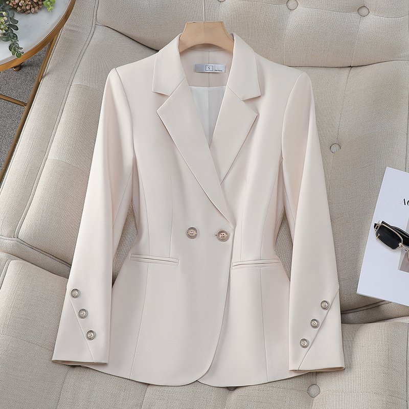 Women Double Breasted Solid Bl - Women Formal Wear With Black Blazer 评论和价格