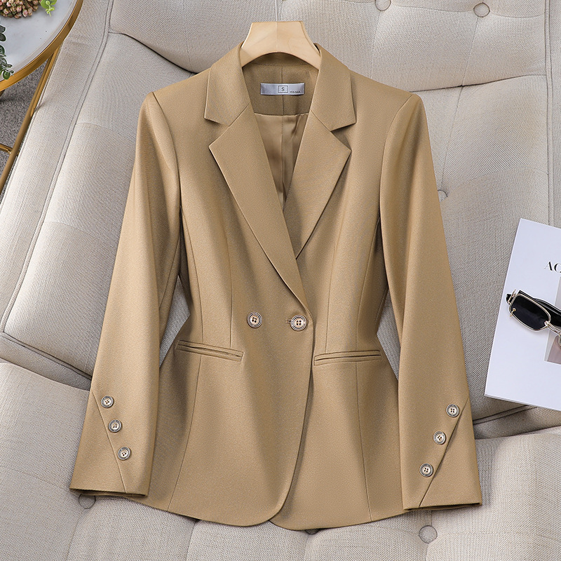 Women Double Breasted Solid Bl - Women Formal Wear With Black Blazer 评论和价格