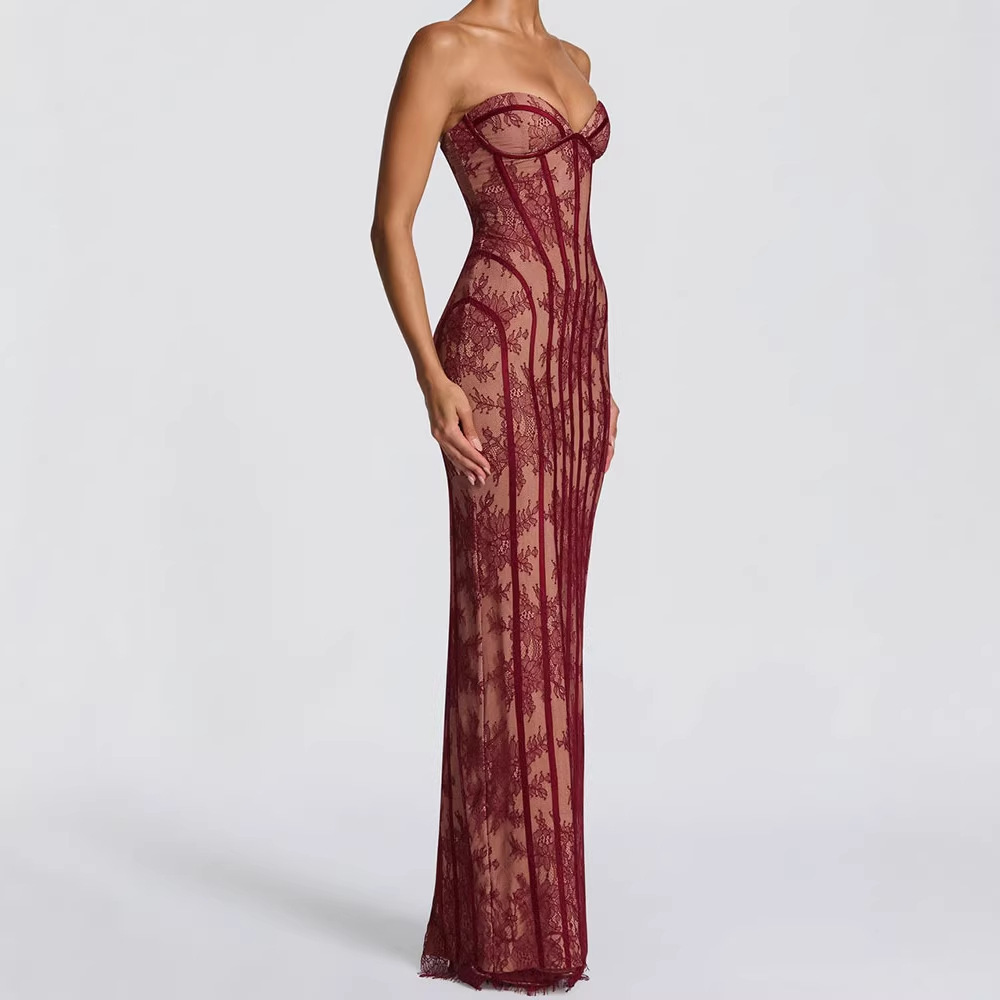 Strapless Bodycon Maxi Dress f - Women'S Elegant Formal Wear 评论和价格