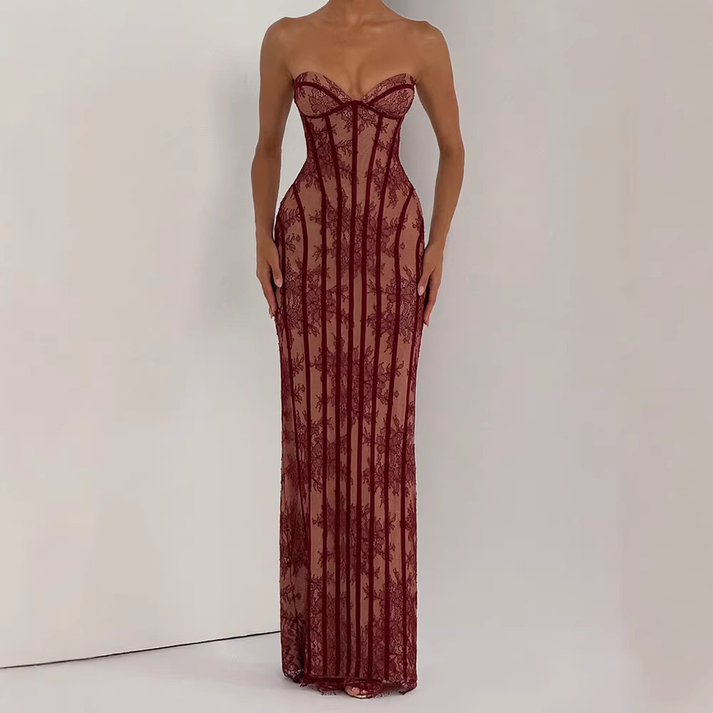 Strapless Bodycon Maxi Dress f - Women'S Elegant Formal Wear 评论和价格