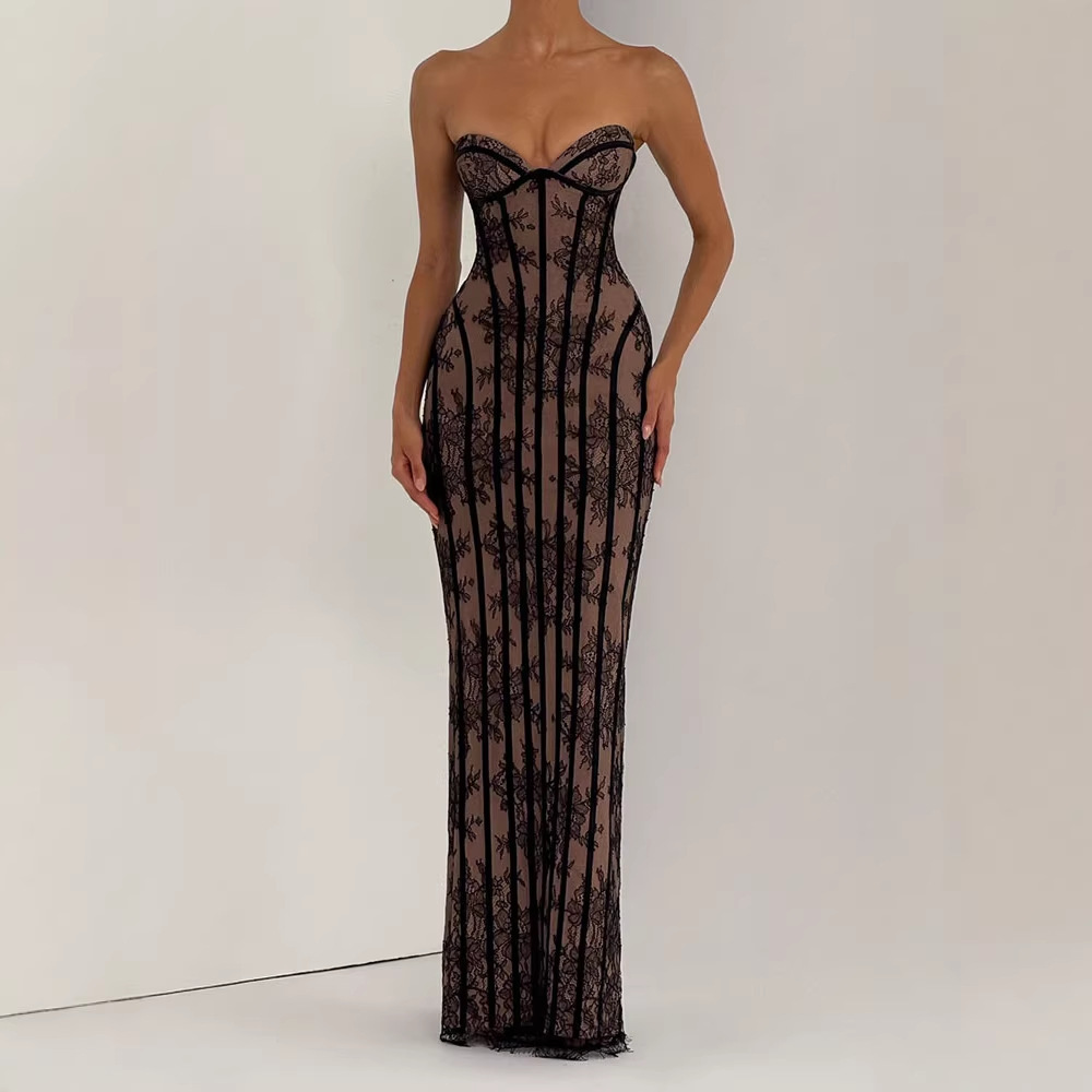 Strapless Bodycon Maxi Dress f - Women'S Elegant Formal Wear 评论和价格